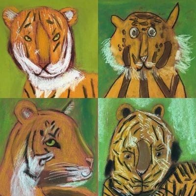 tijgers geschilderd