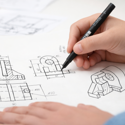 Technisch 2D tekenen op papier 