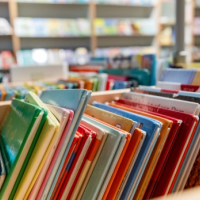 De afbeelding toont een rijtje boeken
