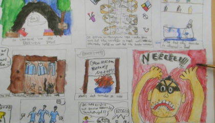 foto van een stripverhaal getekend door een kind