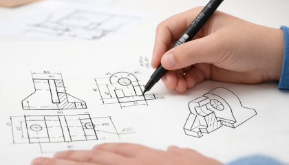 Technisch 2D tekenen op papier 