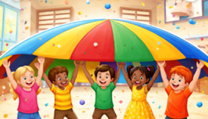 Kom onder de parachute!