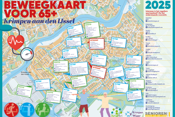 plattegrond van Krimpen met beweegaanbod